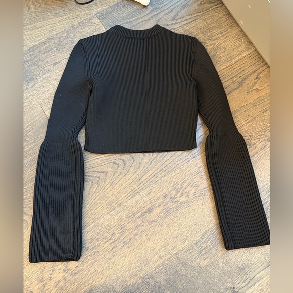 Alaia Detroit ribbed cropped black jumper top - Picture 4 of 7